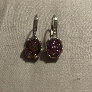 Harley Davidson purple Druzy earrings